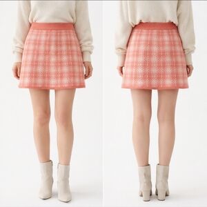Primark Coral Plaid Mini Skirt
